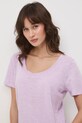 Medicine T-shirt damski lniany fioletowy RS26-TSD701