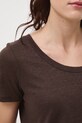 Medicine T-shirt damski lniany RS26-TSD701 brązowy