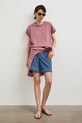 T-shirt oversize damski bawełniany z elastanem RS26-TSD815 różowy RS26