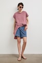 T-shirt oversize damski bawełniany z elastanem RS26-TSD815 różowy RS26