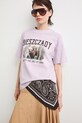 Odzież T-shirt oversize damski bawełniany z kolekcji Bieszczadzki Park Narodowy x Medicine RS26-TSD855 fioletowy