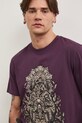 T-shirt bawełniany z nadrukiem fioletowy RS26-TSM805