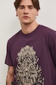 T-shirt bawełniany z nadrukiem fioletowy RS26-TSM805
