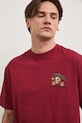 T-shirt męski bawełniany z nadrukiem bordowy RS26-TSM808