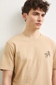 T-shirt męski bawełniany z nadrukiem beżowy RS26-TSM906