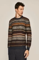 multicolor Sweter męski z wzorzystej dzianiny