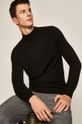 czarny Sweter męski wełniany czarny