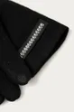 Rękawiczki touch screen damskie wełniane z ozdobnym elementem czarne czarny