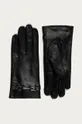 czarny Rękawiczki damskie skórzane z ozdobnym elementem czarne Damski