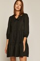 Bawełniana sukienka damska z falbaną czarna RW20.SUDA70 czarny RW20