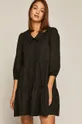 Bawełniana sukienka damska z falbaną czarna czarny