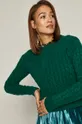 turkusowy Sweter damski ze splotem zielony