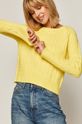 żółty Sweter damski z warkoczowym splotem żółty