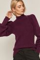 ciemny fioletowy Sweter damski z bufiastymi rękawami filetowy