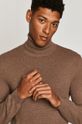 Sweter męski z golfem z bawełny organicznej brązowy Męski