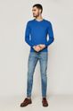 Sweter męski bawełniany z dekoltem V niebieski niebieski