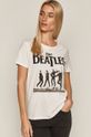 biały T-shirt damski z bawełny organicznej z nadrukiem The Beatles biały Damski
