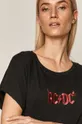 T-shirt damski z bawełny organicznej z nadrukiem AC/DC czarny Damski