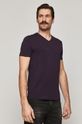 ciemny fioletowy T-shirt męski Basic ze spiczastym dekoltem fioletowy Męski