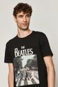 czarny T-shirt męski z nadrukiem The Beatles czarny