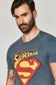 niebieski Bawełniany t-shirt męski z nadrukiem Superman niebieski