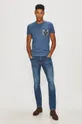 T-shirt męski z bawełny organicznej z nadrukiem niebieski niebieski