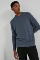 modrá Bavlnené tričko s dlhým rukávom Basic