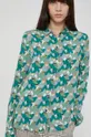 turkusowy Koszula  z wzorzystej tkaniny damska turkusowa Damski