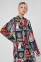 Koszula damska oversize z wzorzystej tkaniny RW21.KDD200 multicolor