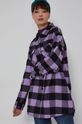 fioletowy Bawełniana kurtka koszulowa damska z tkaniny w kratę fioletowa Damski