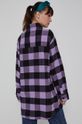 Bawełniana kurtka koszulowa damska z tkaniny w kratę fioletowa 100 % Bawełna