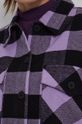 Bawełniana kurtka koszulowa damska z tkaniny w kratę fioletowa