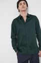 Koszula męska z gładkiej tkaniny zielona 98 % Bawełna, 2 % Elastan