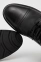 czarny Skórzane buty wysokie męskie czarne