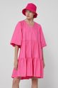 Sukienka damska z bawełny z recyklingu różowa Damski