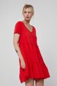 czerwony Sukienka damska z bawełny organicznej czerwona Damski