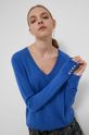 fioletowy Sweter z gładkiej dzianiny damski niebieski Damski