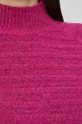 Sweter damski z gładkiej dzianiny różowy Damski
