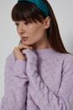 lawendowy Ażurowy sweter damski z poliestrem z recyklingu różowy