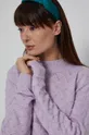 fioletowy Ażurowy sweter damski z poliestrem z recyklingu różowy