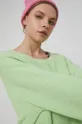 Sweter z gładkiej dzianiny damski zielony Damski
