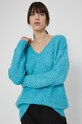 Sweter z gładkiej dzianiny damski turkusowy turkusowy RW21.SWD610