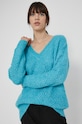 Sweter z gładkiej dzianiny damski turkusowy turkusowy RW21.SWD610