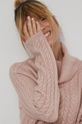 Sweter z domieszką wełny damski różowy Damski