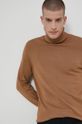 Sweter z golfem męski brązowy brązowy