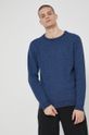 niebieski Sweter męski z bawełny organicznej niebieski