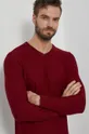 bordowy Sweter bawełniany męski bordowy