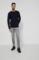 Sweter męski z gładkiej dzianiny granatowy RW21.SWM093 granatowy RW21