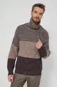 brązowy Sweter bawełniany męski brązowy