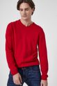 czerwony Sweter bawełniany męski gładki czerwony Męski